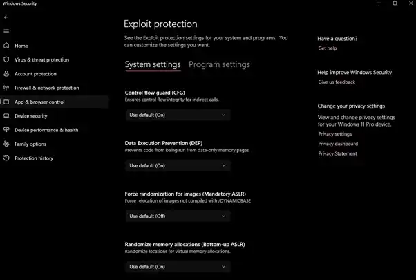 Cài đặt System settings