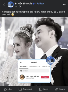 Bài đăng của một fanpage về việc Xemesis chỉ follow duy nhất Xoài Non trên TikTok