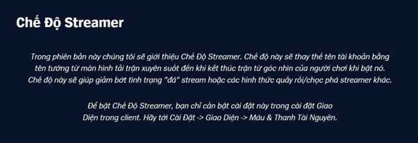 Cách để bật chế độ Streamer trong bản cập nhật 2025.S1.3 nhé